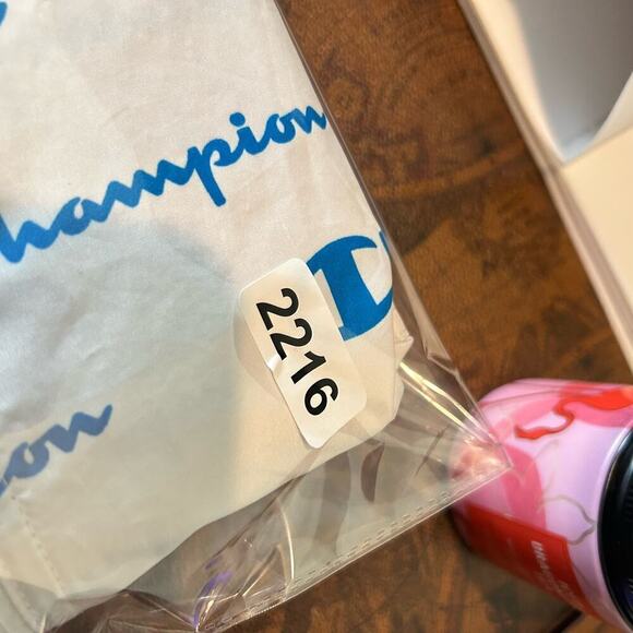 Champion Jacket Mens M White Packable Stadium Script All Over Logo‎ Windbreaker - Picture 9 of 10